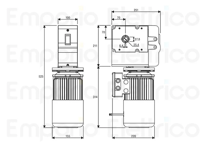 beninca irreversible gearmotor for sectional doors 400v vn.mt40v 9590377