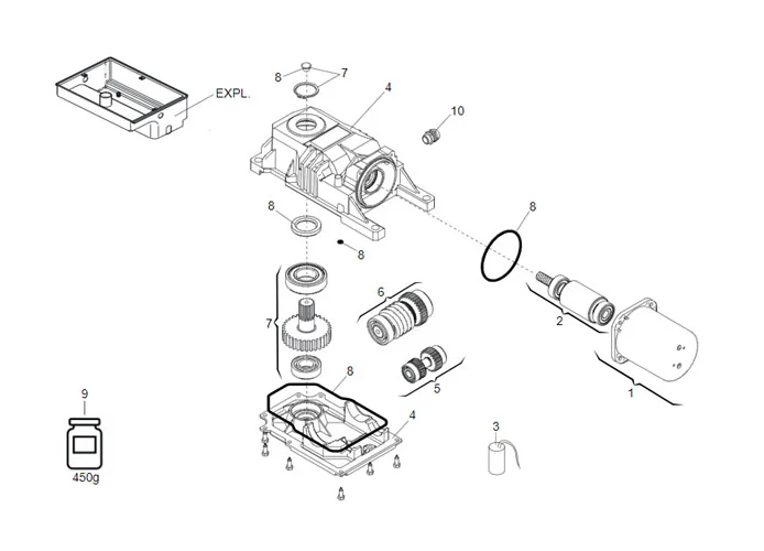 faac spare parts page for motor 770 230v l