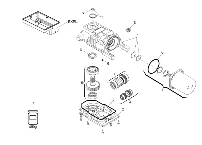 faac spare parts page for motor 770 24v