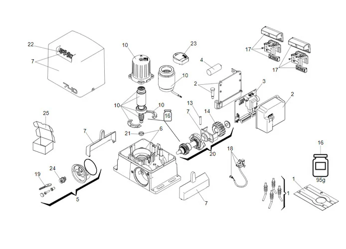 faac spare parts page for motor 740 230v