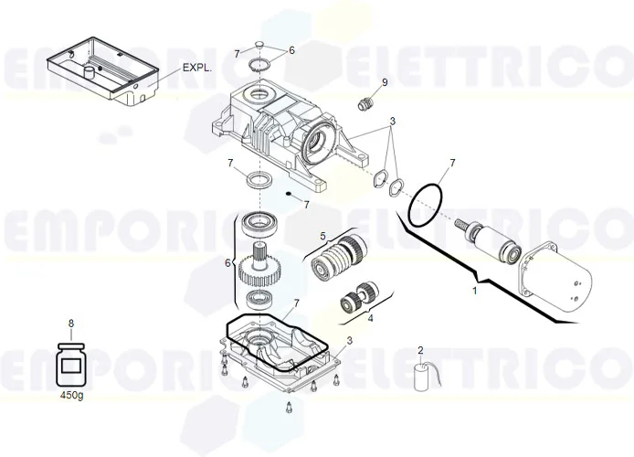 faac spare parts page for motor 770 230v